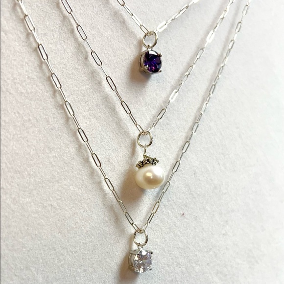 925 Sterling Silver. Three layers. Necklace - Picture 4 of 7